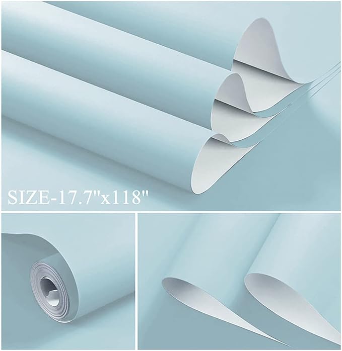 Dimoon 78.7''x17.7'' Blue Peel and Stick Wallpaper Contact Paper Modern Self - Image 2