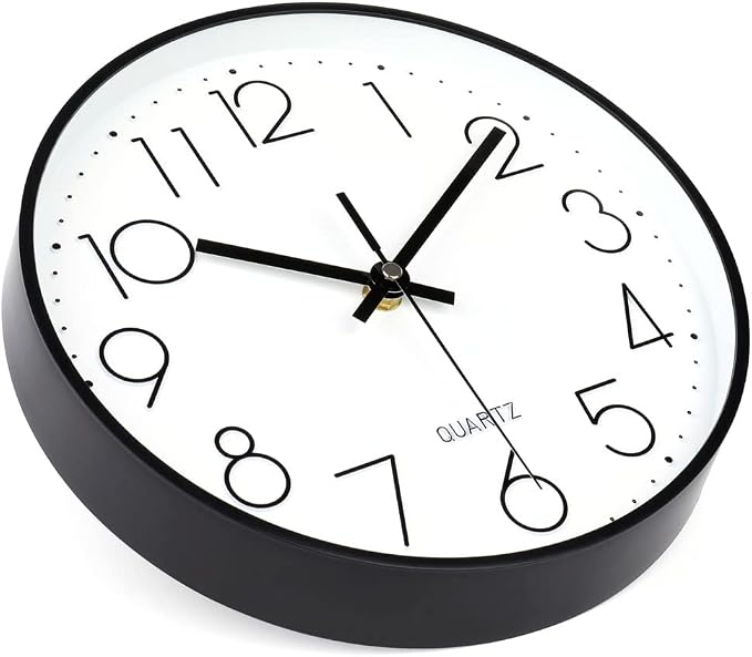 jomparis 10 Inch Black Wall Clock Battery Operated Silent & Non-Ticking Wall - Image 6