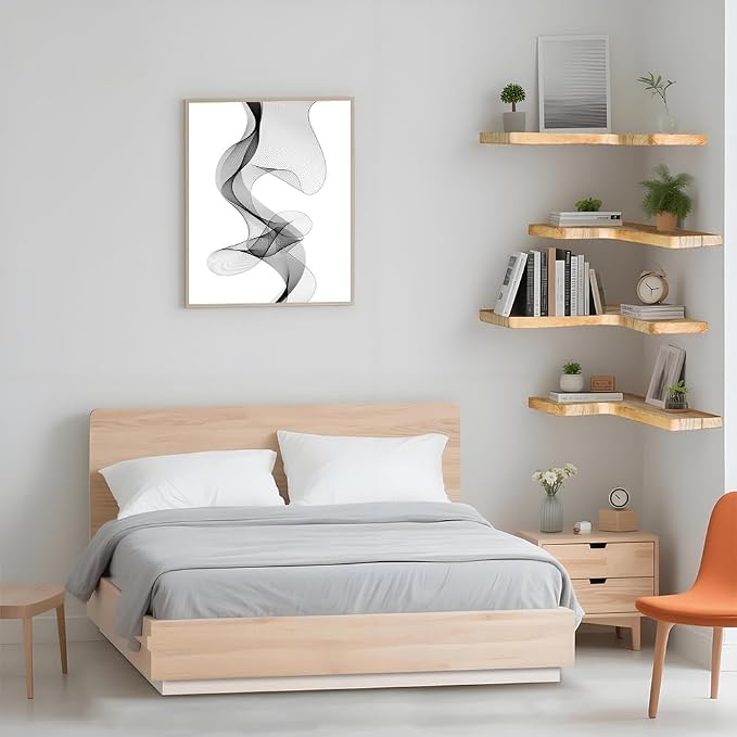 Floating Corner Shelves Set of 3, Solid Wood Picture Wall Shelf, Floating - Image 8