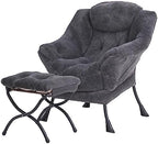 Tiita Lazy Chair with Ottoman, Comfy Reading Accent Chair, Plush Navy by TiitaHome