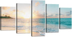 Goldfoilart 5 Pieces Beach Sunset Canvas Wall Art Blue Sea Prints Romantic - Image 8