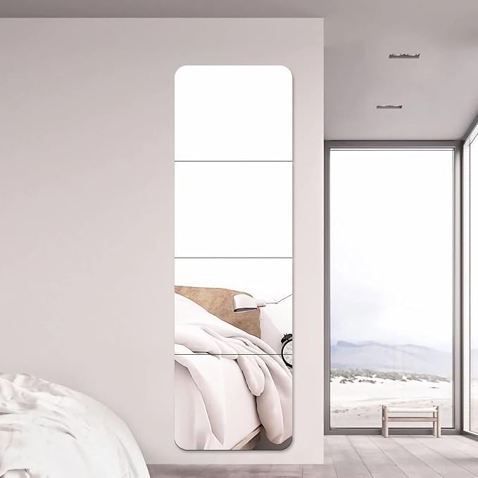 JEOYOO Full Length Wall Mirror Tiles, Frameless Full Body Mirror Tiles - Image 2