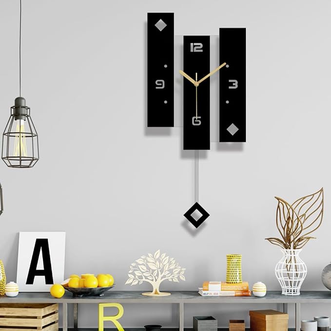 SHISEDECO Creative Mute Modern Large Pendulum Clock in Black and White Color - Image 9