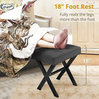 LUE BONA Vanity Stool, Square Linen Makeup Stool with Metal X Legs, Small Ottoman Stool Chair for Vanity, Modern Padded Vanity Seat Foot Rest Stool for Makeup Room, Living Room, Bathroom, Carbon Gray - Image 3