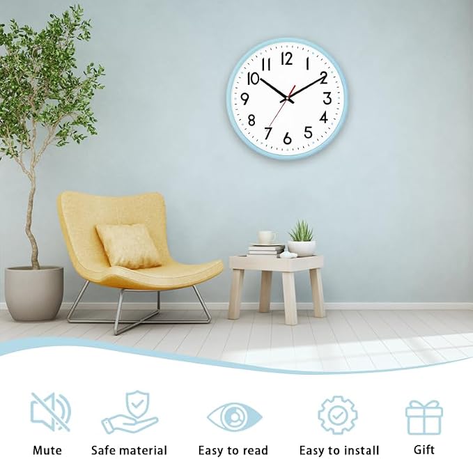 HZDHCLH Wall Clock Silent Wall Clocks Battery Operated 8 Inch Modern Non - Image 2