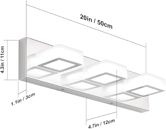 Ralbay Modern LED Chrome Vanity Light Acrylic Stainless Steel - Image 3