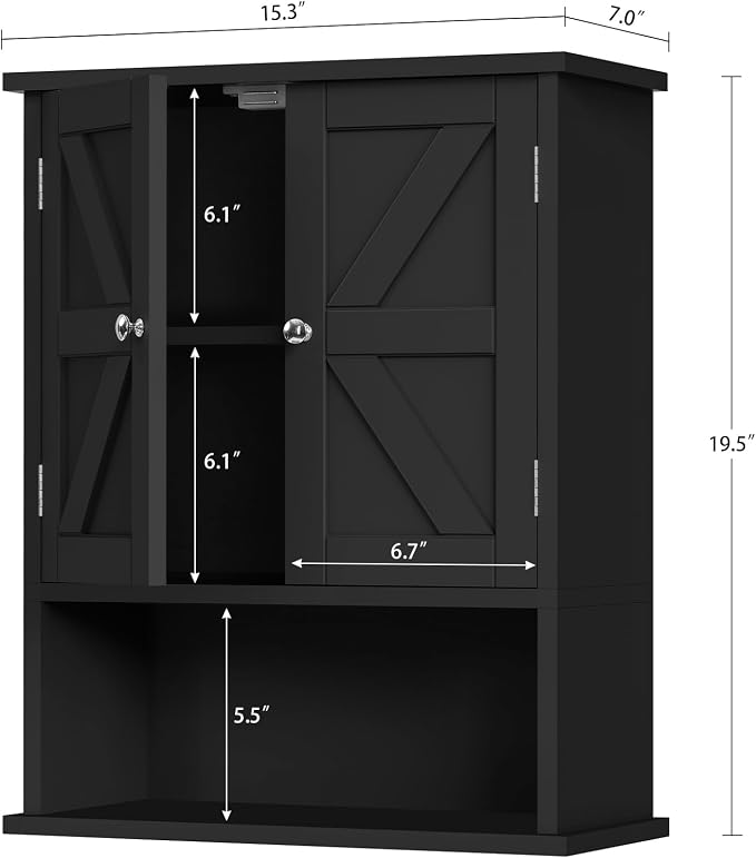 TEENFON Bathroom Wall Cabinet, Over The Toilet Space Saver Storage Cabinet - Image 3