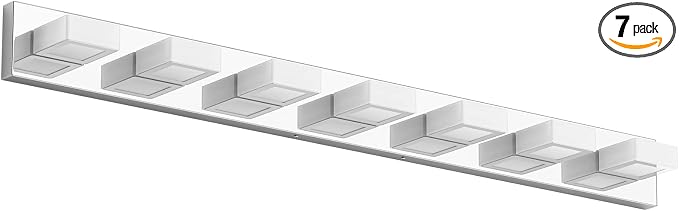 Ralbay 46" Modern LED Chrome Vanity Lights 7 Lights Acrylic Stainless Steel LED by RalbayLighting