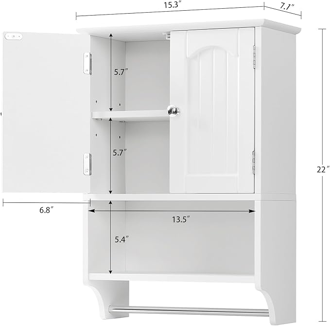 TEENFON Medicine Cabinet with Adjustable Shelves and Towel Rack, Wall Mounted - Image 3