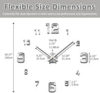 Mintime Modern Frameless DIY Wall Clock Large 3D Wall Watch Mirror Numbers - Image 5