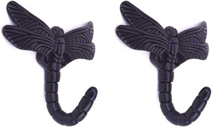 2pcs Dragonfly Coat Hooks Decorative Creativity Wall Mounted Hanger Hook by Geenite