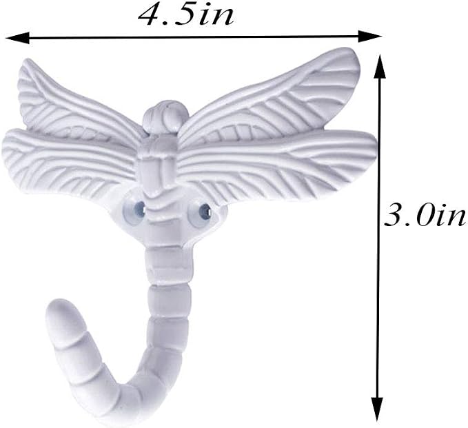 2pcs Dragonfly Coat Hooks Decorative Creativity Wall Mounted Hanger Hook - Image 2