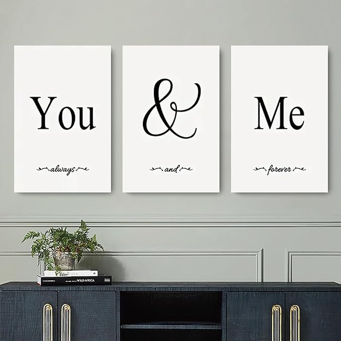 GUBIYU Black & White Bedroom You And Me Canvas Poster - Image 5