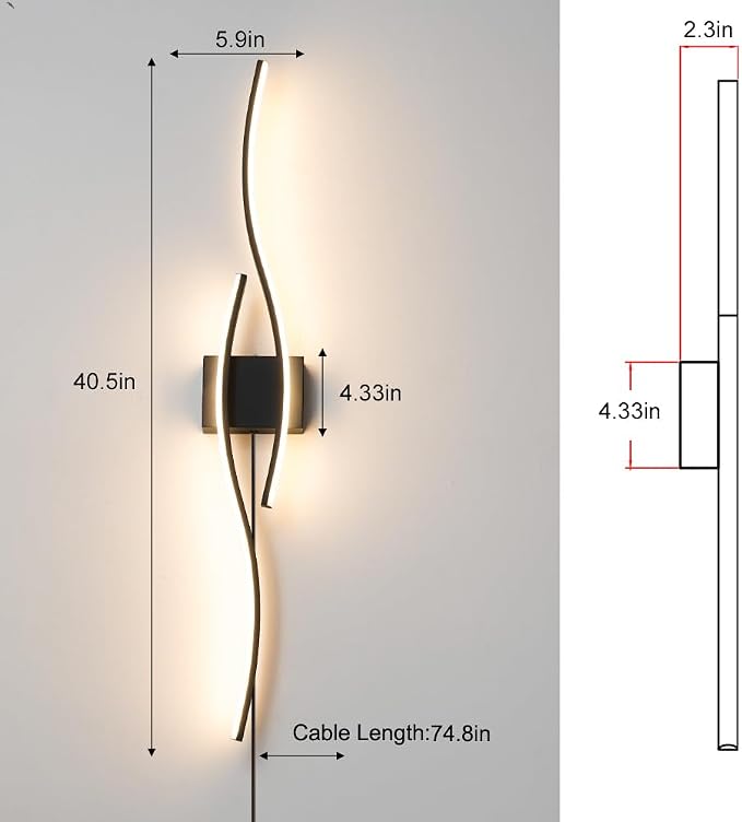 Daunton Modern Plug in Wall Sconces Set of Two, RC Dimmable LED Plug in Wall - Image 9