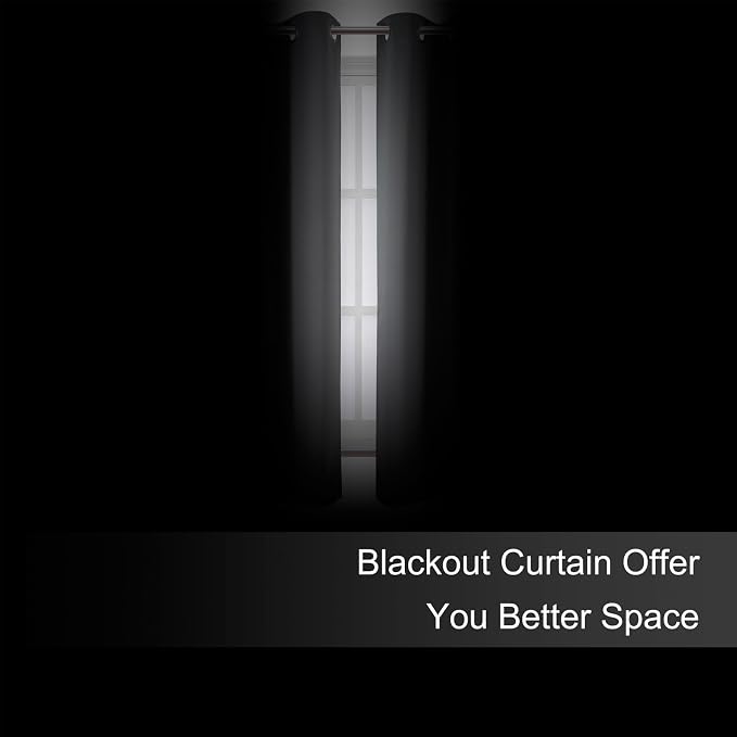 LEMOMO Blackout Curtains 66 x 54 Inch Long Frost Grey Curtains Set of 2 Panels - Image 3