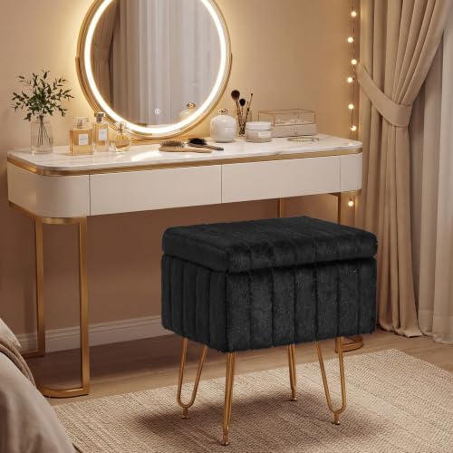 DUMOS Vanity Stool Chair, Ottoman with Storage for Living Room, Bedroom - Image 2