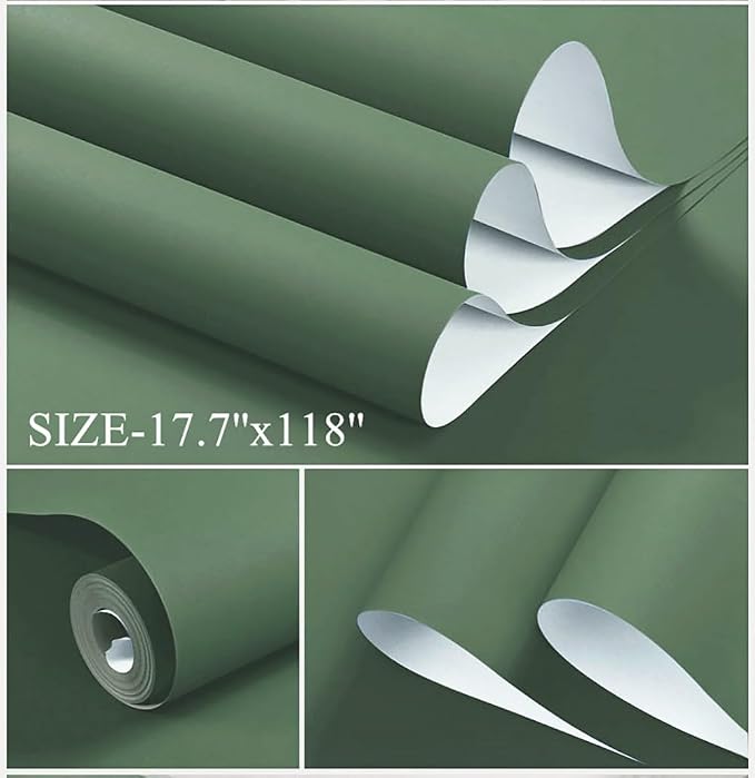 Dimoon 394''x17.7'' Green Peel and Stick Wallpaper Contact Paper Modern Self - Image 2