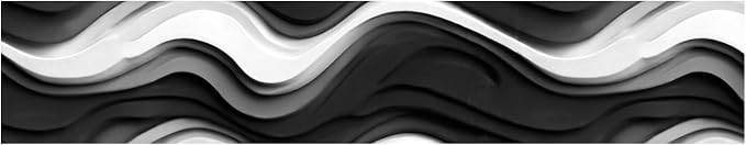 Black and White Wave Wallpaper Border 196x4 Inch Peel and Stick Wall Border - Image 2