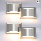 Aipsun 4 Pack Nickel Modern LED Wall Sconce Hardwired Indoor Wall Lights Up and by Aipsun
