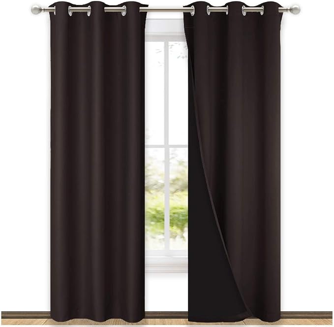 NICETOWN Toffee Brown Full Shade Curtain Panels, Pair of Thermal Insulated & by NICETOWN
