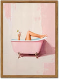Funny Pink Girl Bathroom Wall Art, Cute Girly Bathtub Wall Decor Painting by YYNISPINWallArt