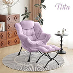 Tiita Lazy Chair with Ottoman, Comfy Reading Accent Chair, Purple - Image 4