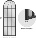 Dewfig 65"x 22" Arched Window pane Full Length Mirror, Wall Mirror, Floor - Image 3