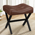 Memobarco 18-Inch Large Leather Vanity Stool Chair, Dark Brown Makeup Stool by MEMOBARCO