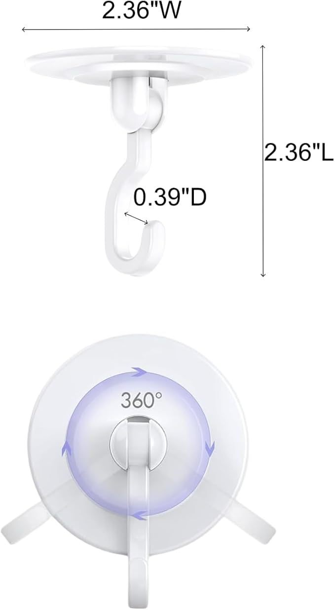 Adhesive Wall & Ceiling Decor Hooks: 8-Pack 3 lbs Heavy Duty No-Drill 360° - Image 2