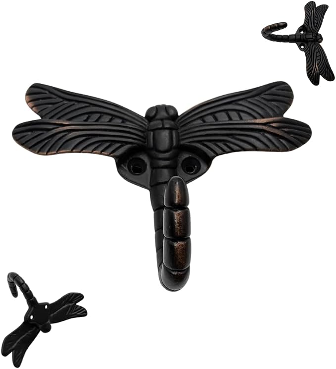 6 pcs Oil Rubbed Bronze Dragonfly Decorative Wall Hooks - Image 2