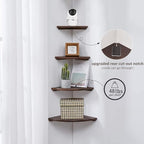 Corner Shelf, 12inch Walnut Solid Wood Floating Corner Shelves Wall Mount Round - Image 4