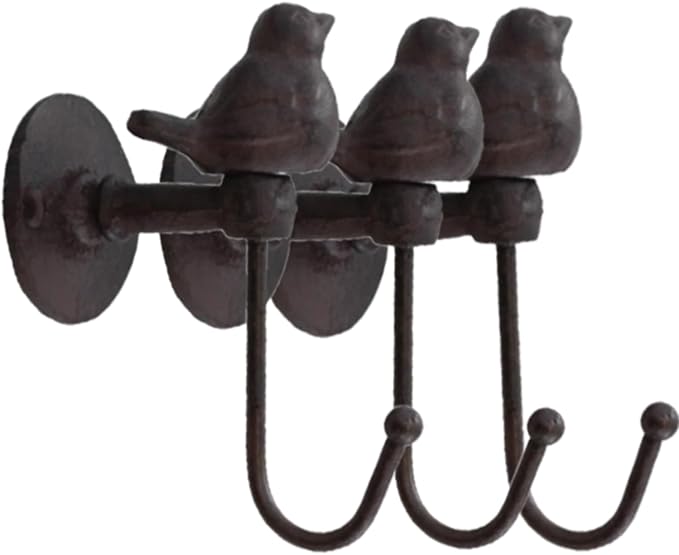 3PCS Cast Iron Hooks 520013 Songbird Wall Hook by Neletao