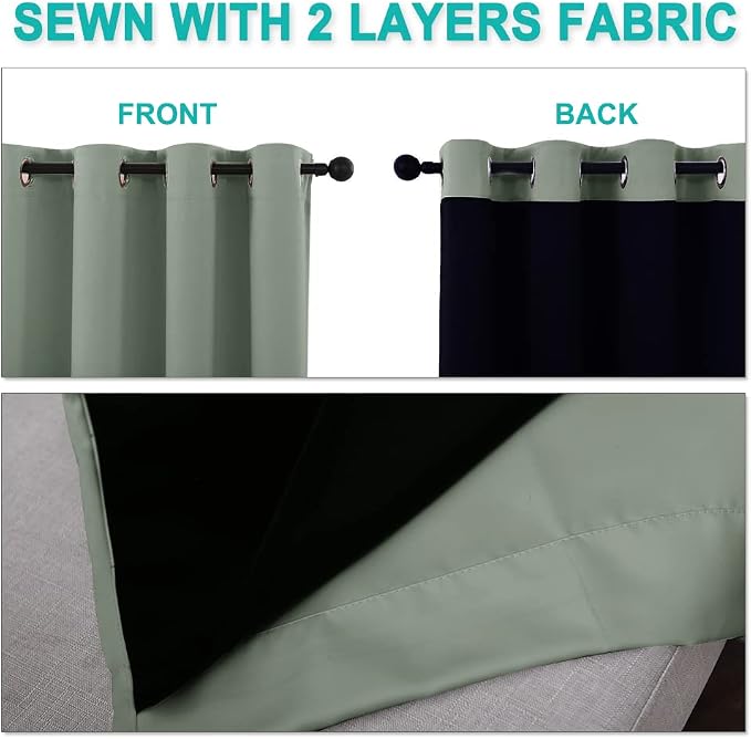 NICETOWN 100% Blackout Curtains 54 inches Long, Double-Deck Completely Blackout - Image 5