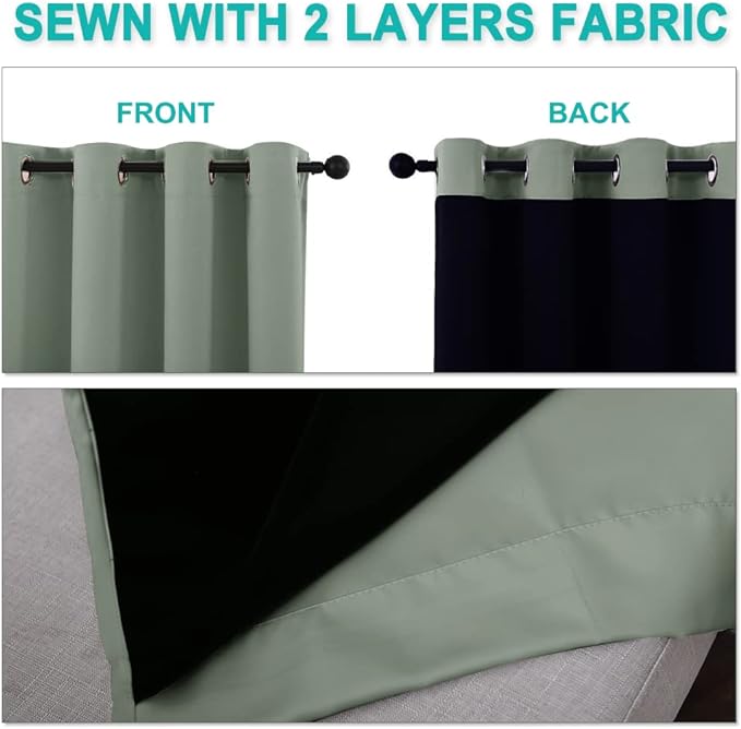 NICETOWN Full Shading Curtains 90 inches Long 2 Panels Set - Image 5