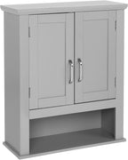 VINGLI Medecine Cabinet with 2 Doors Bathrooom Wall Cabinet Grey Over The by VINGLI