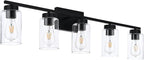5 Light Bathroom Vanity Light Fixtures, Matte Black Modern Wall Lights - Image 2