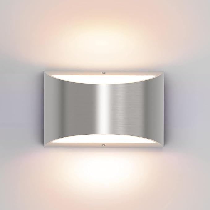 Aipsun Nickel Modern LED Wall Sconce Hardwired Indoor Wall Lights 1 Pack Up and by Aipsun