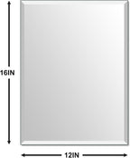 Beveled Bathroom Mirror for Wall, Rectangle Frameless Wall Mirror 16" x 12" - Image 2