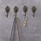 2Pcs Curtain Tiebacks Hook Vintage Bronze Rose Pattern Carved Wall Hooks Key - Image 5