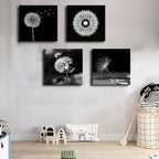 weiyiart Black and White Floral Wall Art, Dandelion Canvas Painting Prints - Image 2
