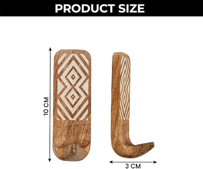 Indian Shelf 10 LB Decorative Wood Adhesive Wall Hooks – Boho Peel and Stick - Image 7