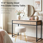 LUE BONA Vanity Stool, White Vanity Stools for Makeup Room, Round Ottoman Foot Stool, Velvet Footrest Vanity Chair for Bathroom Vanity, Bedroom, Living Room, Entryway, Offices - Image 4