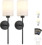Battery Operated Wall Sconces Set of Two, Wireless Rechargeable Wall Light - Image 9