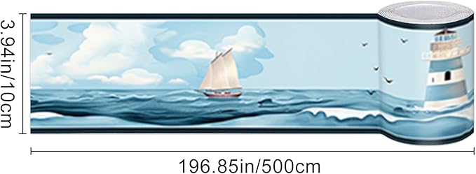 HOMETITUTE Wallpaper Border Peel and Stick Nautical Wall Trim Self Adhesive - Image 3