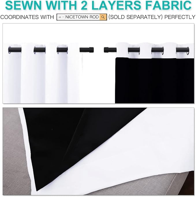 NICETOWN White 100% Blackout Curtains - Image 4