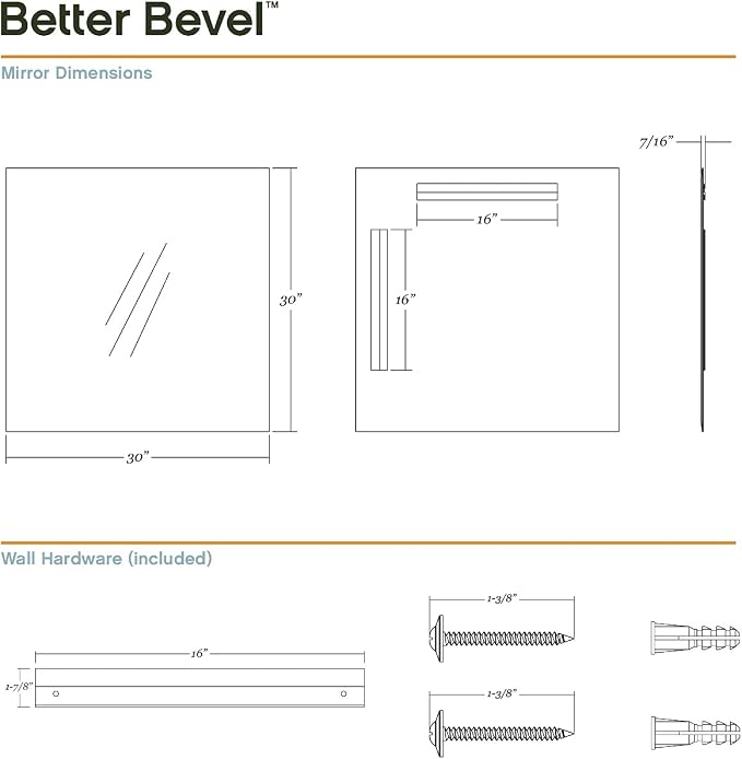 Better Bevel Frameless Square Mirror - Image 5
