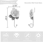 Gold Decorative Wall Hooks for Hanging, Cute Resin Flower Bow Coat Hooks - Image 3