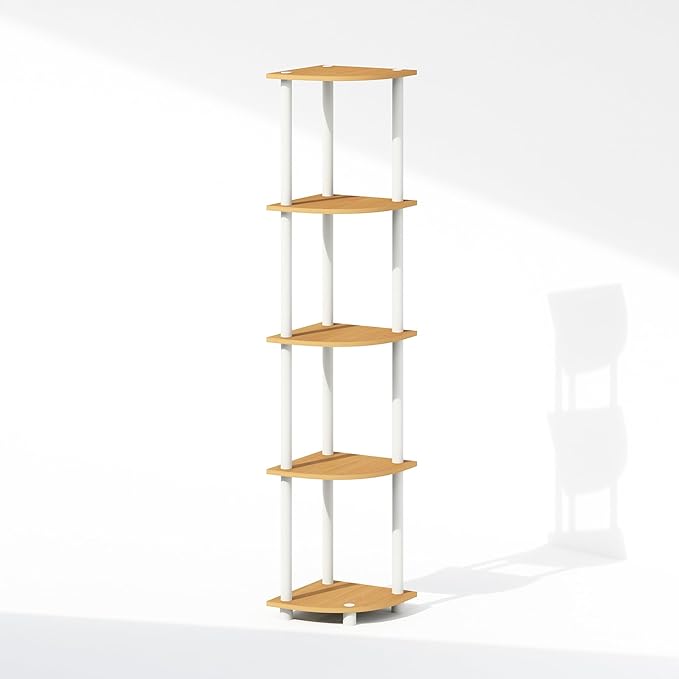 Furinno Turn-N-Tube Storage Shelves, 5-Tier Book Shelf, Corner Shelf, Toolless - Image 5