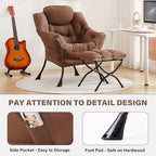 Tiita Lazy Chair with Ottoman, Comfy Reading Accent Chair, Brown - Image 5