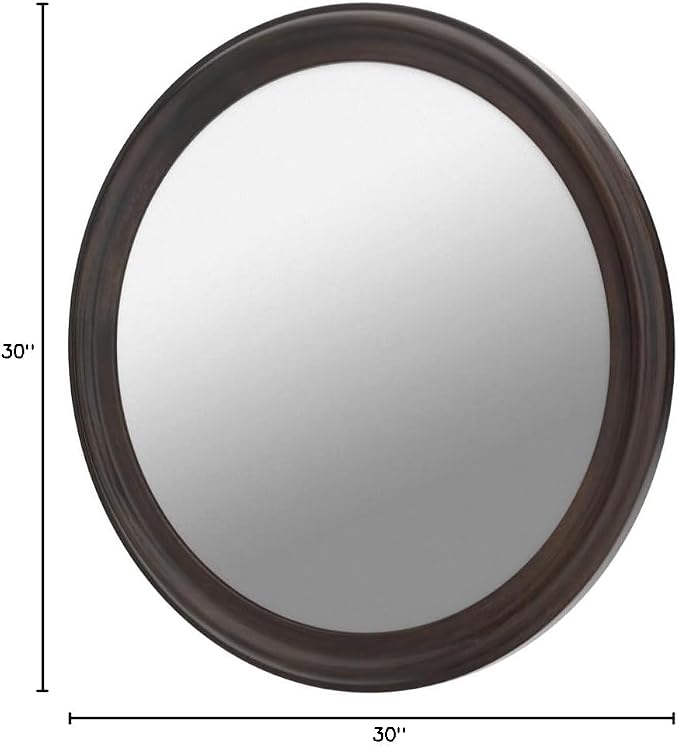 CULER Round Wall Mirrors 30 Inch, Wood Rustic Decorative Transitional Mirror - Image 10